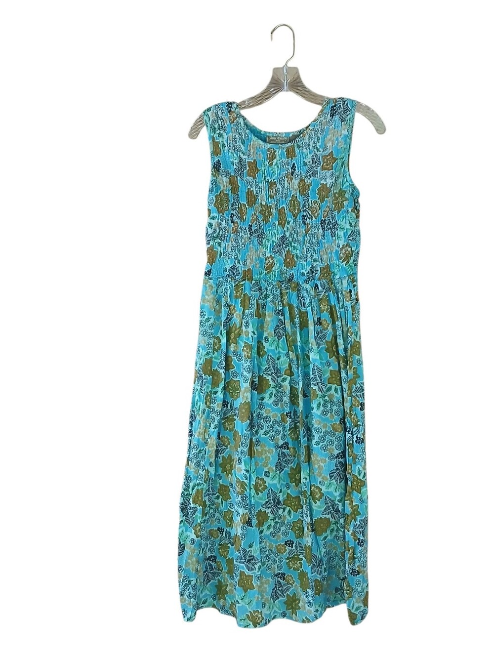 Jane Ashley Blue Floral Print Sleeveless Cotton Maxi Dress Size MP